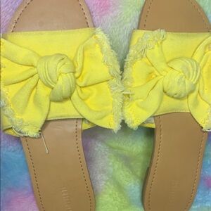 Yellow Knotted Slide Sandals